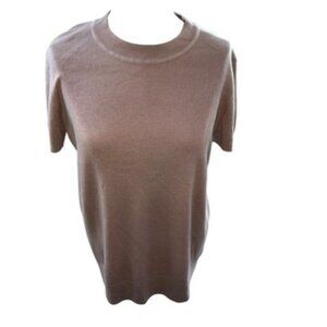 arach & cloz NEW champagne blush tan crew neck short sleeve sweater M